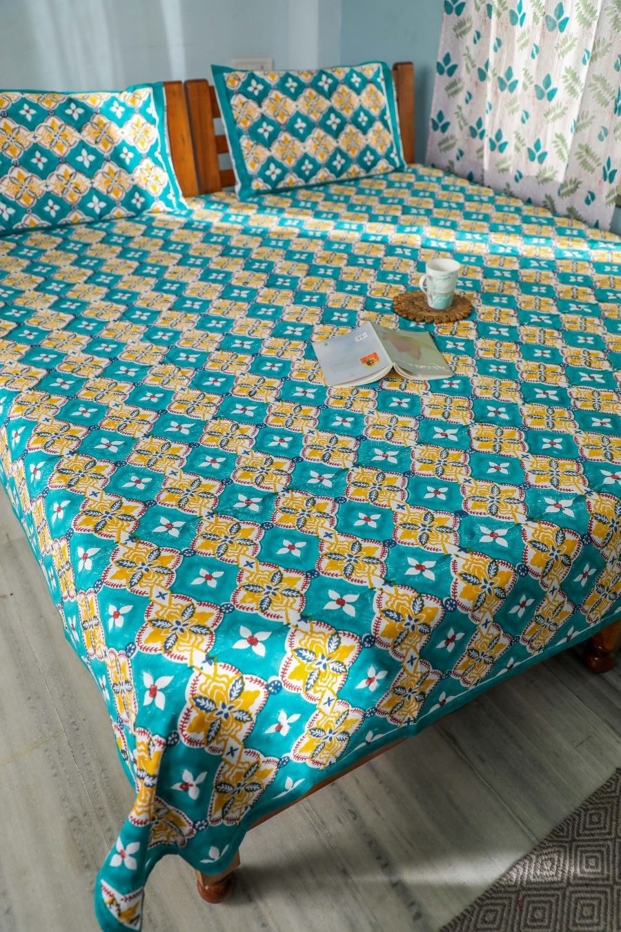 SootiSyahi 'Rainbow Cassata' Handblock Printed Cotton Bedsheet - SootiSyahi