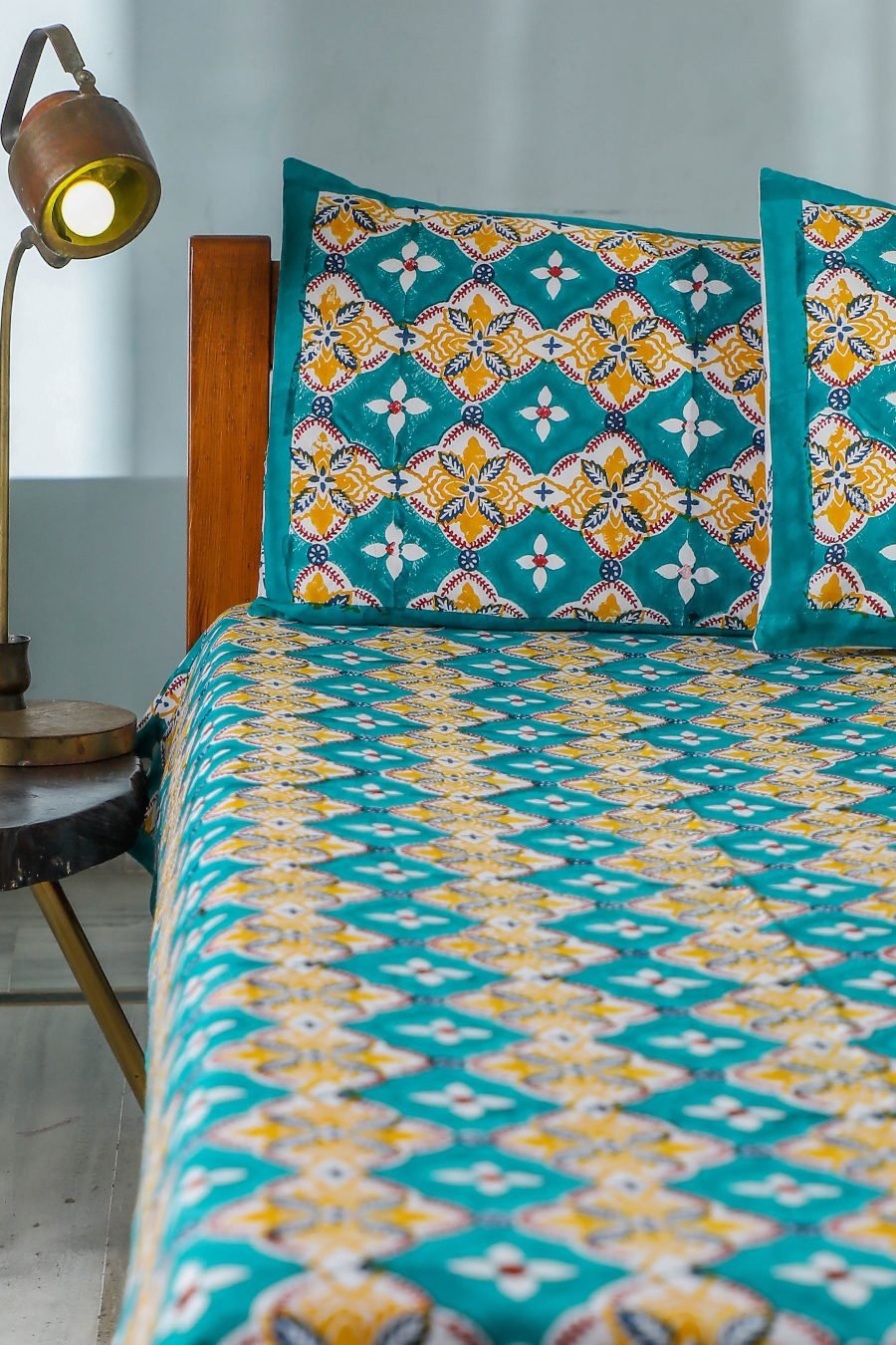 SootiSyahi 'Rainbow Cassata' Handblock Printed Cotton Bedsheet - SootiSyahi