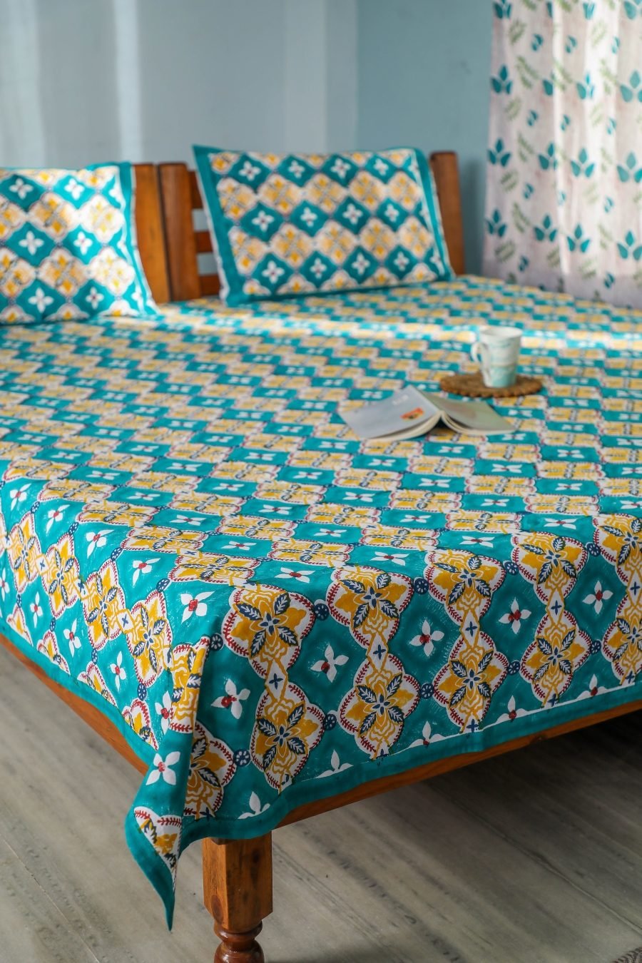 SootiSyahi 'Rainbow Cassata' Handblock Printed Cotton Bedsheet - SootiSyahi