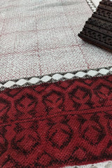 SootiSyahi 'Red Checkers' Handblock Printed Cotton Dhurrie Rug - SootiSyahi