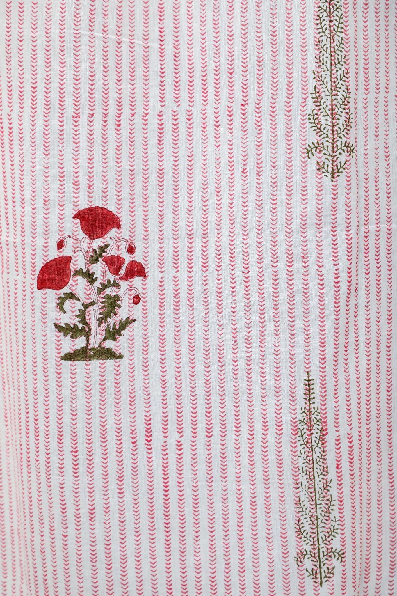 SootiSyahi 'Red Retreat' Handblock Printed Cotton Door Curtain - SootiSyahi