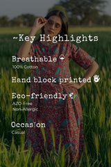 Sootisyahi 'Redley' Azofree Handblock Printed Pure Cotton Dress - SootiSyahi