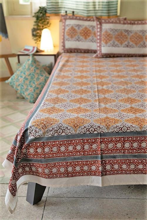 Sootisyahi 'Rivaaz' Handblock Printed Cotton Bedsheet - SootiSyahi