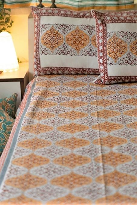 Sootisyahi 'Rivaaz' Handblock Printed Cotton Bedsheet - SootiSyahi