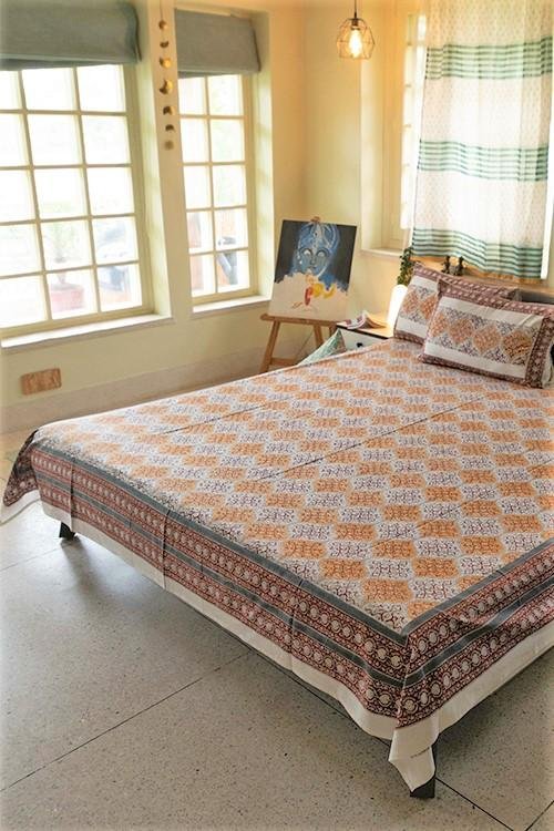 Sootisyahi 'Rivaaz' Handblock Printed Cotton Bedsheet - SootiSyahi