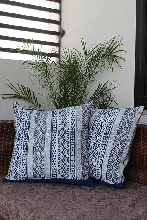 Sootisyahi 'Sacred Patterns' Handblock Printed Cotton Cushion Cover Set - SootiSyahi