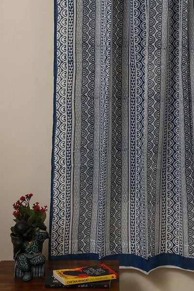 SootiSyahi 'Dreaming Sky' Handmarble Printed Cotton Door Curtain main image 1