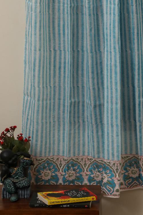 Sootisyahi 'Sky Creeper' Handblock Printed Voile Cotton Curtain - SootiSyahi