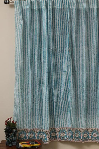 SootiSyahi 'Indigo Stargazing'  Hand Marble Printed Cotton DoorCurtain main image 1