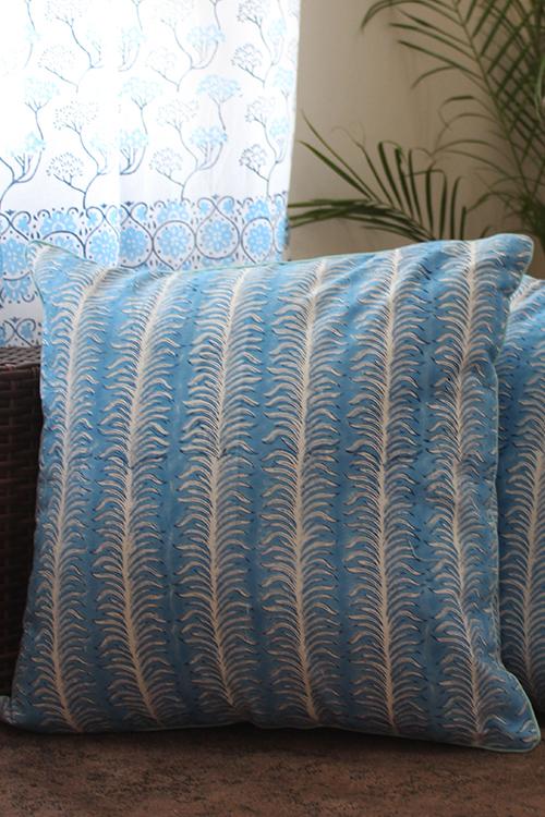 Sootisyahi 'Sky Weed' Handblock Printed Cotton Cushion Cover Set - SootiSyahi
