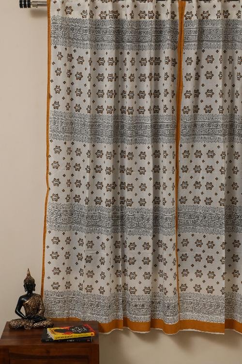 Sootisyahi 'Sparkling Stars' Handblock Printed Voile Cotton Curtain - SootiSyahi