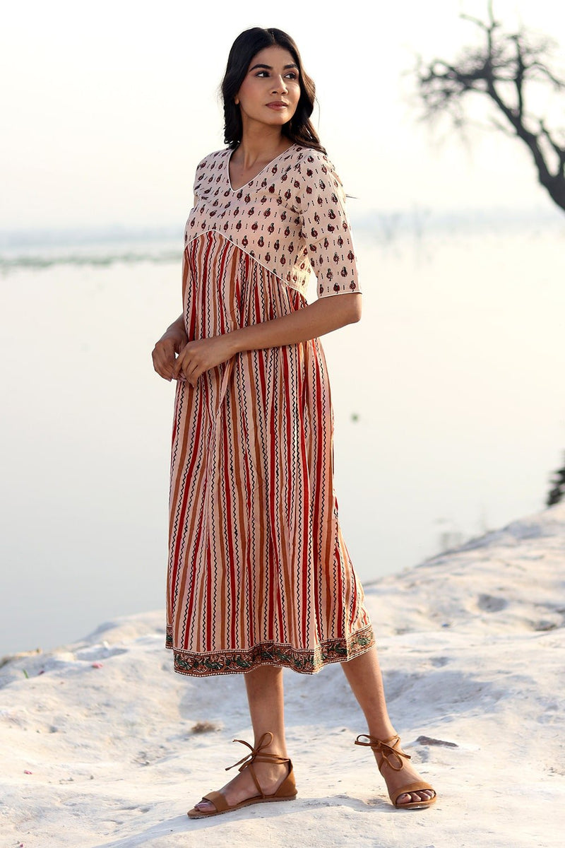 SootiSyahi 'Stripe Garden' Cotton Dress - SootiSyahi