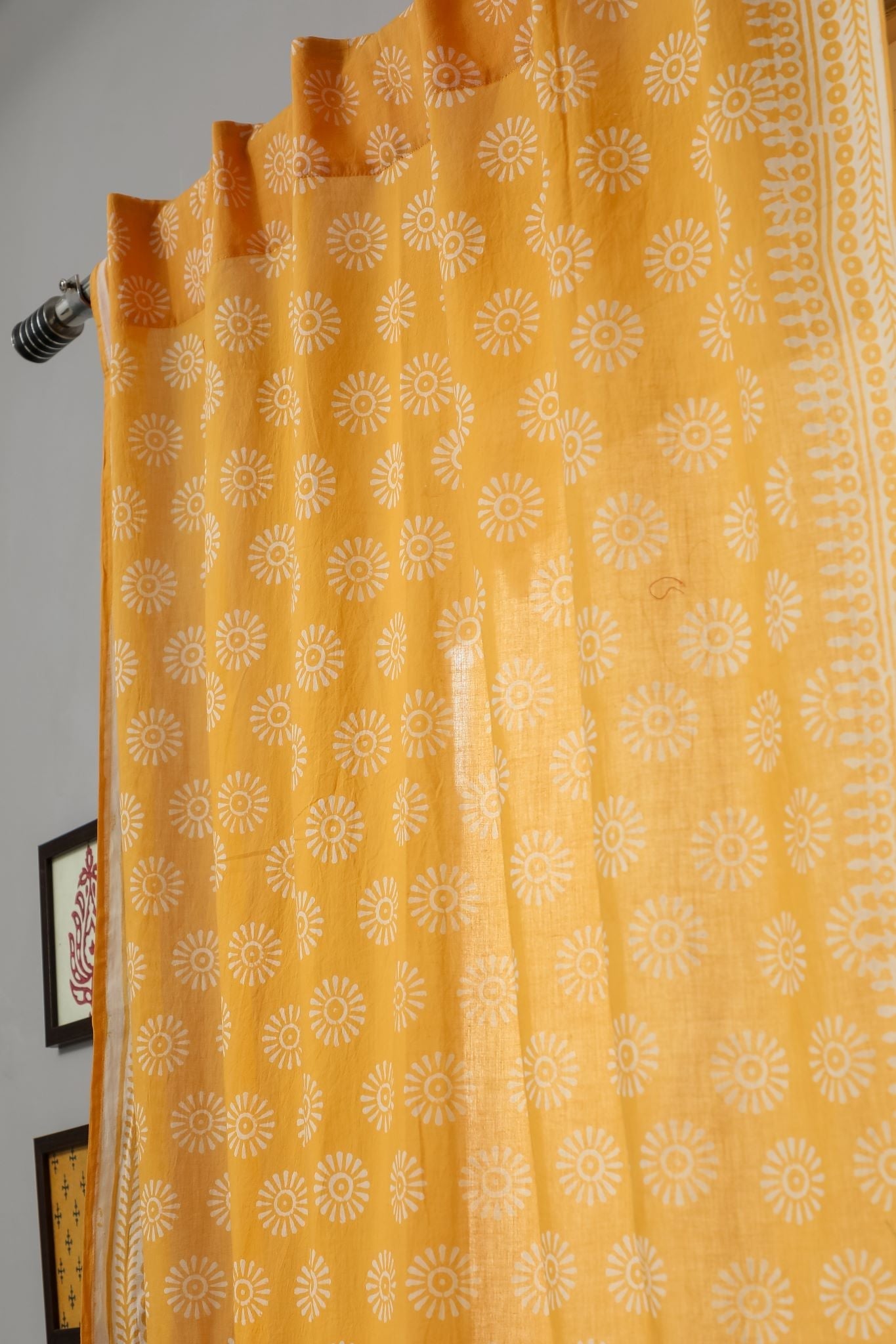 SootiSyahi 'Sunflowe' Handblock Printed Cotton Door Curtain - SootiSyahi