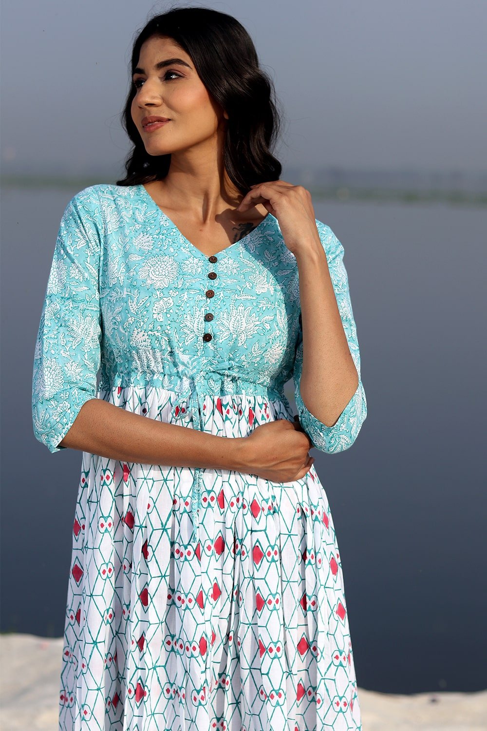 SootiSyahi 'The Geometrical Fusion ' Cotton Dress - SootiSyahi
