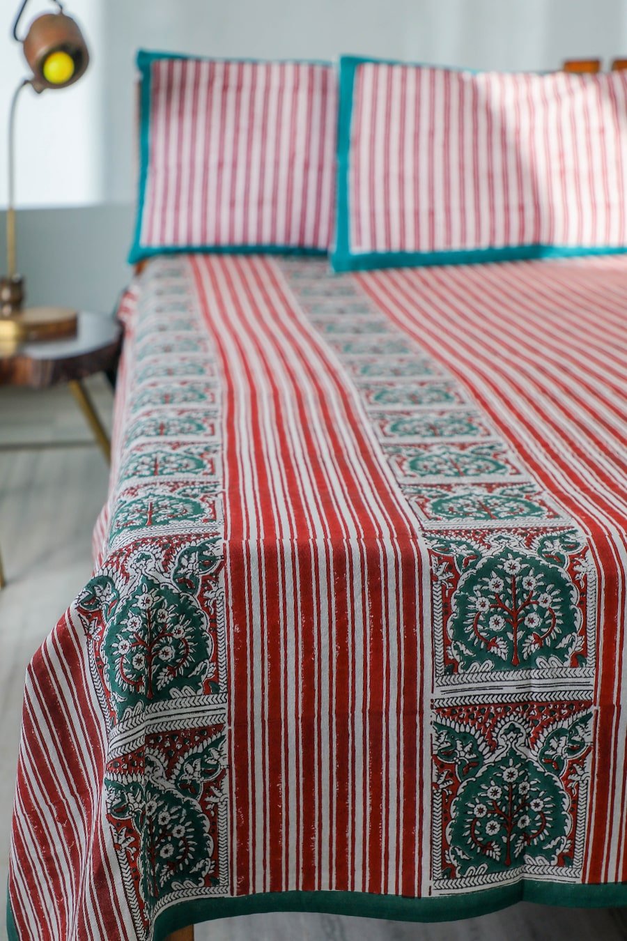 SootiSyahi 'Traditional Environs' Handblock Printed Cotton Bedsheet - SootiSyahi