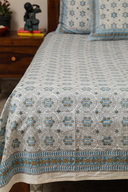 Sootisyahi 'Twinkling Star' Handblock Printed Cotton Bedsheet - SootiSyahi