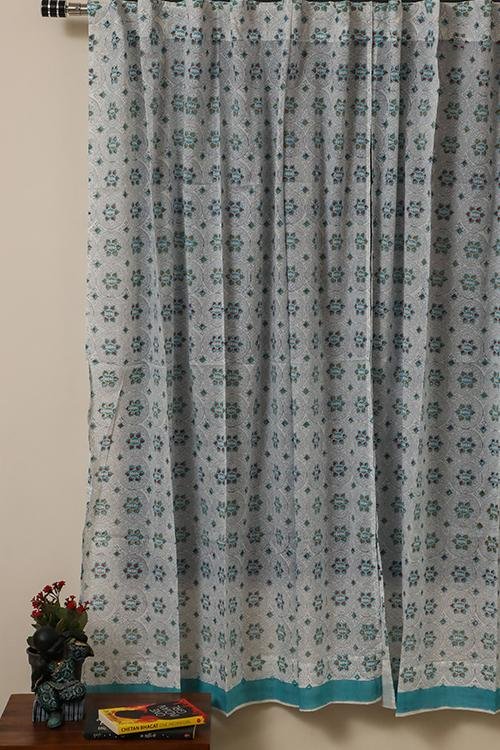Sootisyahi 'Twinkling Stars' Handblock Printed Voile Cotton Curtain - SootiSyahi
