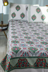 SootiSyahi 'Valley of flower' Handblock Printed Cotton Bedsheet - SootiSyahi