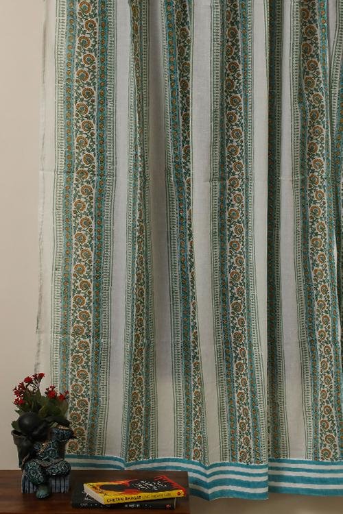 Sootisyahi 'Wall Creepers' Handblock Printed Voile Cotton Curtain - SootiSyahi