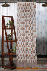 SootiSyahi 'Yellow Daisy' Handblock Printed Cotton Door Curatin - SootiSyahi