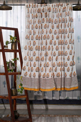 SootiSyahi 'Yellow Daisy' Handblock Printed Cotton Window Curatin - SootiSyahi