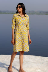 SootiSyahi 'Yellow Meadow' Cotton Dress - SootiSyahi