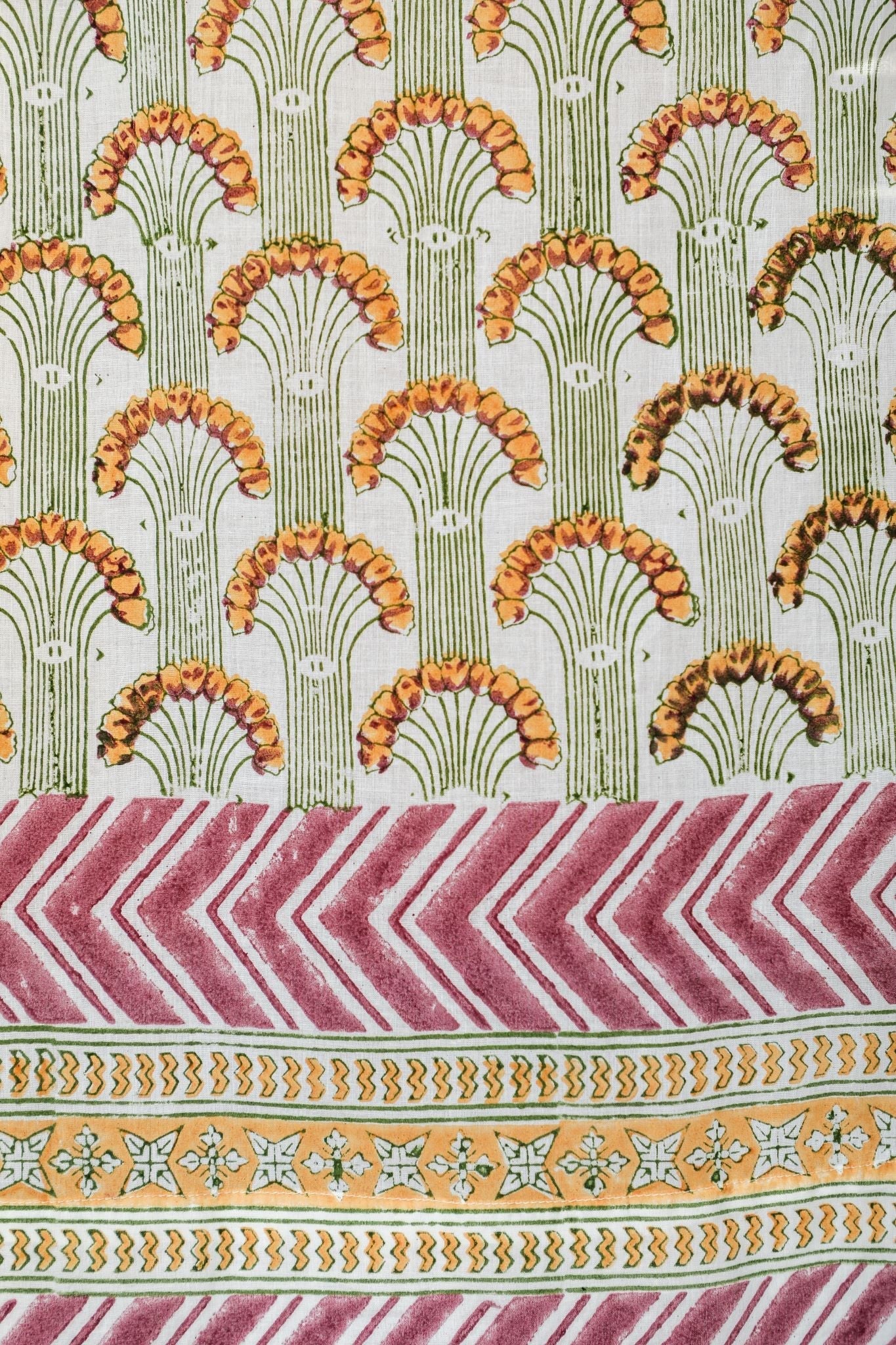 'Sparkle’s Garden' Handblock Printed Cotton Window Curtain - SootiSyahi