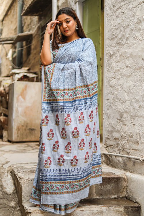 Mulmul Cotton Hand Block Printed Saree With Blouse Piece at Rs 599 | सूती  की हैंड ब्लॉक मुद्रित साड़ी in Thane | ID: 24823901597