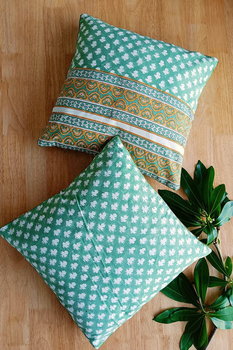 'Web of color' Handblock Printed Cotton Bedsheet - SootiSyahi