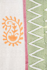 'Zigzag Sunburst' Handblock Printed Cotton Window Curtain - SootiSyahi